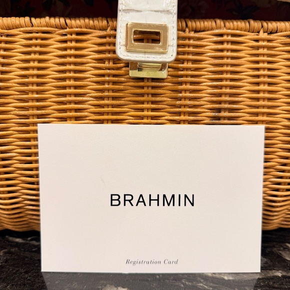 Brahmin Tracy Satchel Wicker Handbag - Pearl Haring Genuine Leather - Picture 4 of 8